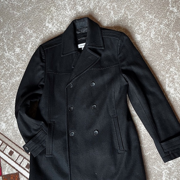 Calvin Klein Mens M black wool coat - Picture 1 of 6